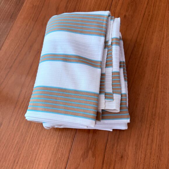 Vintage Stripe Fabric Poly Stretch Aqua Tan White 84 x 64 2 yards - Picture 9 of 9